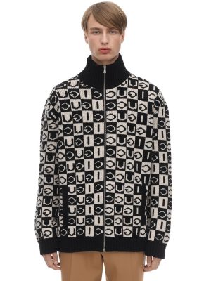 Logo Wool Jacquard Zip-up Jacket Logo Wool Jacquard Zip-up Jacket