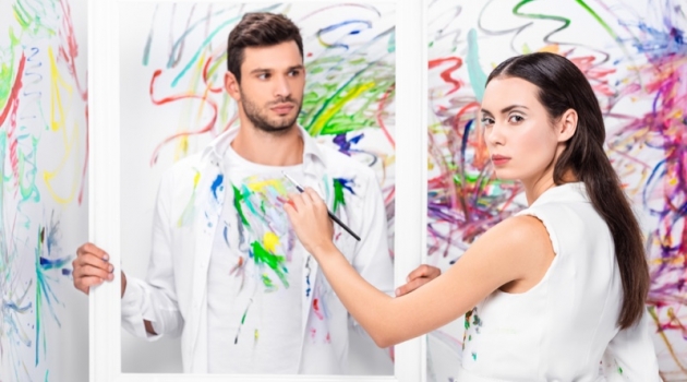 All You Need to Know About Raw Artists Male Model Female Model Painting Artwork Fashion White Room