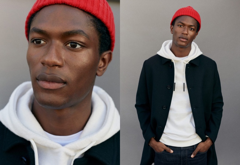 Front and center, Hamid Onifade sports a fall look from Mango.