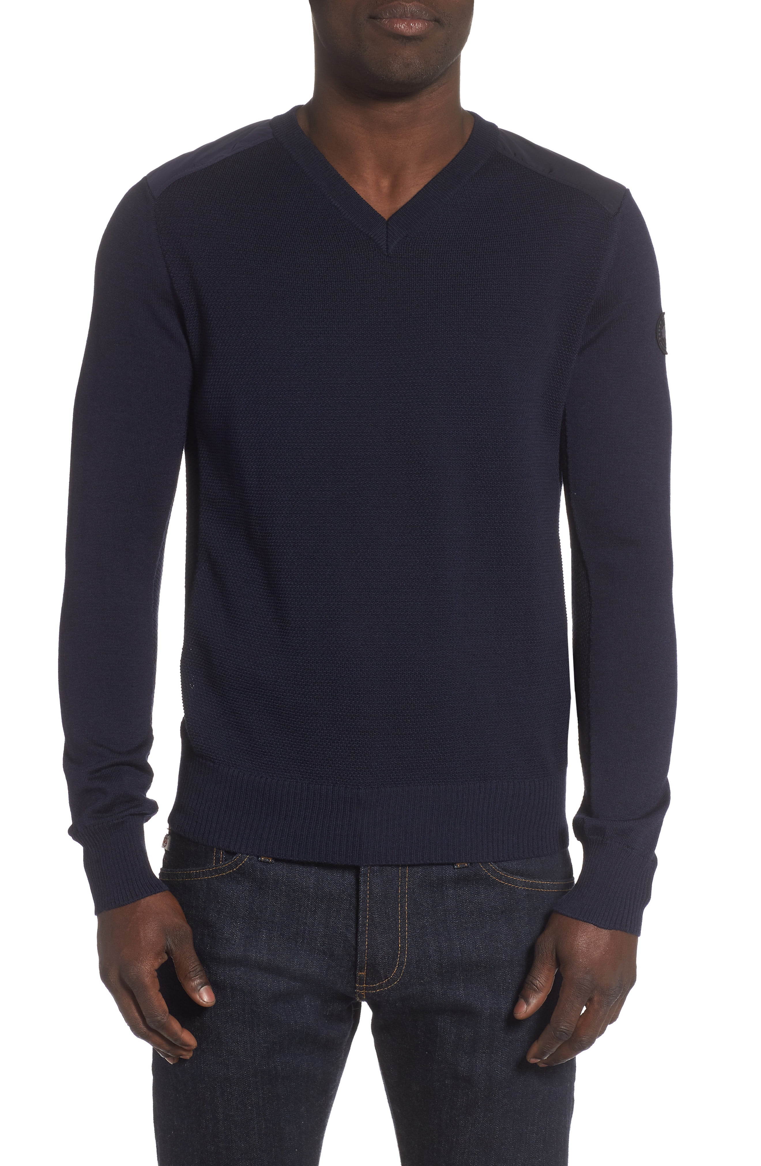 Men’s Canada Goose Mcleod V-Neck Regular Fit Merino Wool Sweater, Size ...