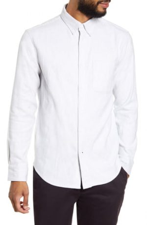 Men's Club Monaco Jaspe Button-Down Shirt, Size Small - Grey Men's Club Monaco Jaspe Button-Down Shirt, Size Small - Grey