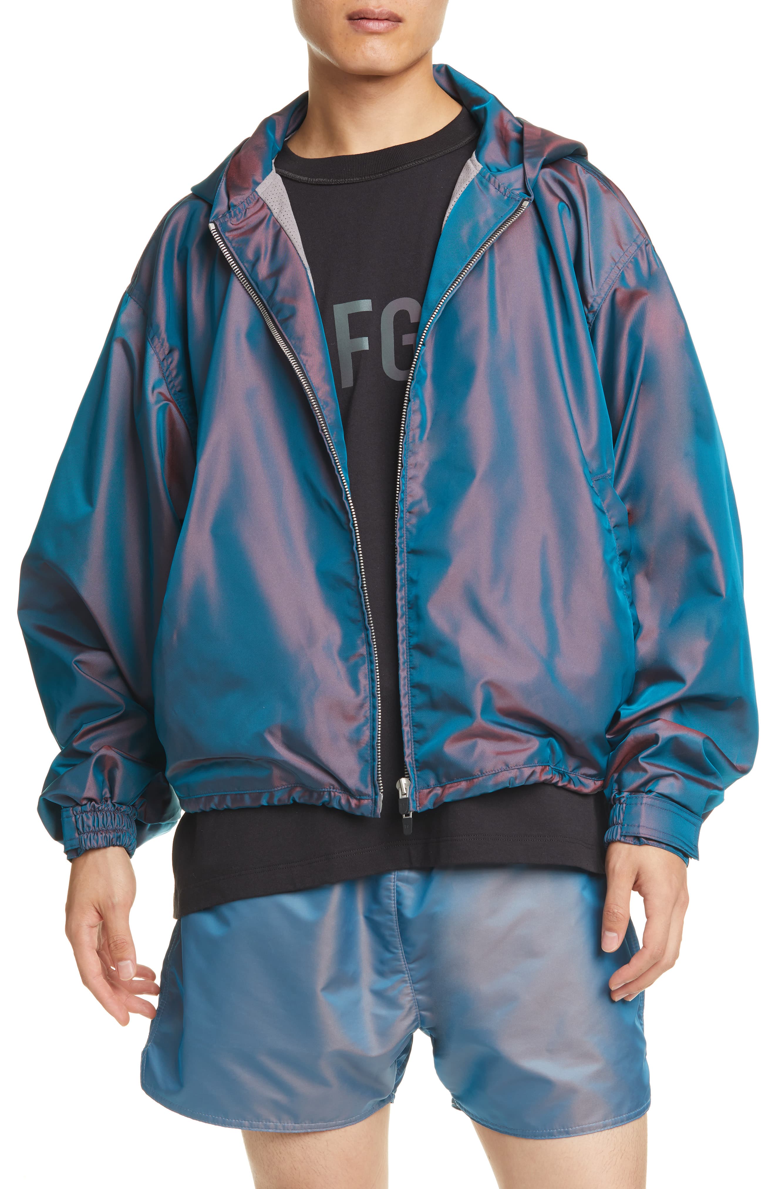 Men’s Fear Of God Nylon Hooded Jacket, Size Small – Blue | The Fashionisto