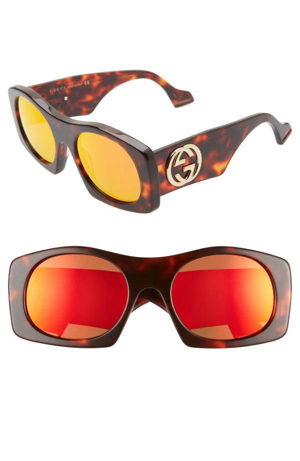 Men’s Gucci 57Mm Rectangular Sunglasses – Havana | The