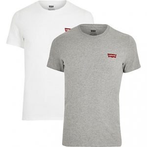 Mens Levi's white logo slim fit T-shirts 2 pack Mens Levi's white logo slim fit T-shirts 2 pack