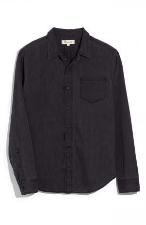 Men's Madewell Cutler Wash Denim Shirt, Size Medium - Black Men's Madewell Cutler Wash Denim Shirt, Size Medium - Black