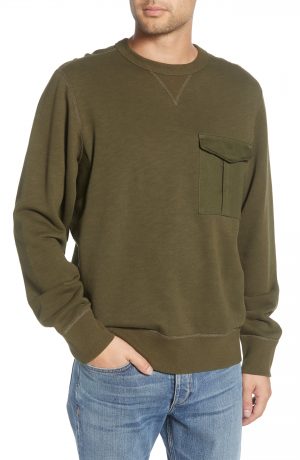 Men's Rag & Bone Airington Crewneck Pocket Sweatshirt, Size Small - Green Men's Rag & Bone Airington Crewneck Pocket Sweatshirt, Size Small - Green
