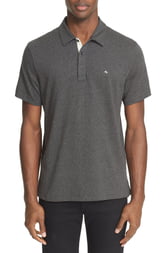 Men's Rag & Bone Slub Cotton Slim Fit Polo, Size X-Small - Grey Men's Rag & Bone Slub Cotton Slim Fit Polo, Size X-Small - Grey