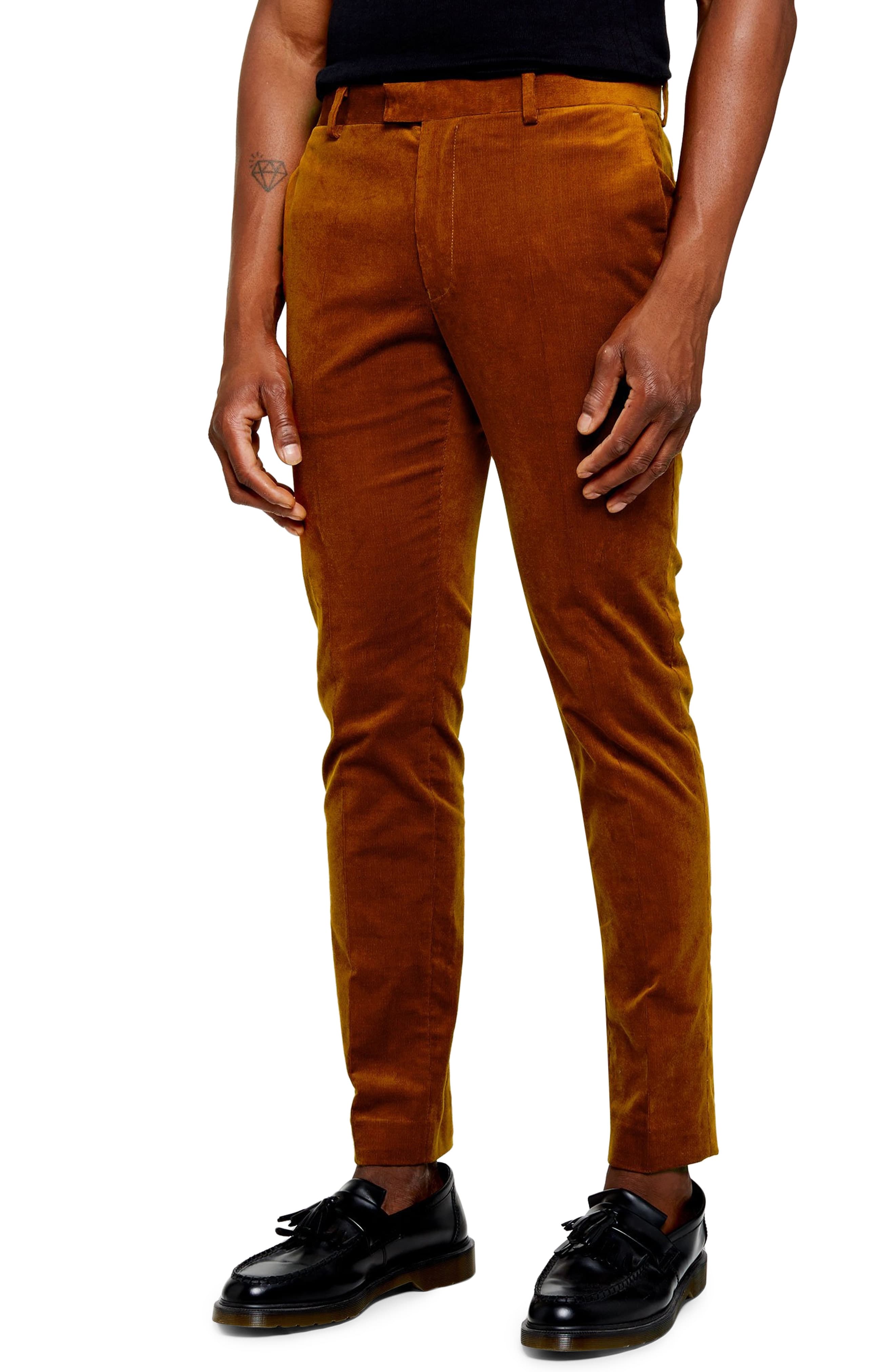 Men’s Topman A-List Skinny Fit Velveteen Trousers, Size 32 x 30 – Brown ...
