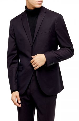 Men's Topman Burg Maverick Sb1 Slim Fit Sport Coat, Size 34R - Burgundy Men's Topman Burg Maverick Sb1 Slim Fit Sport Coat, Size 34R - Burgundy