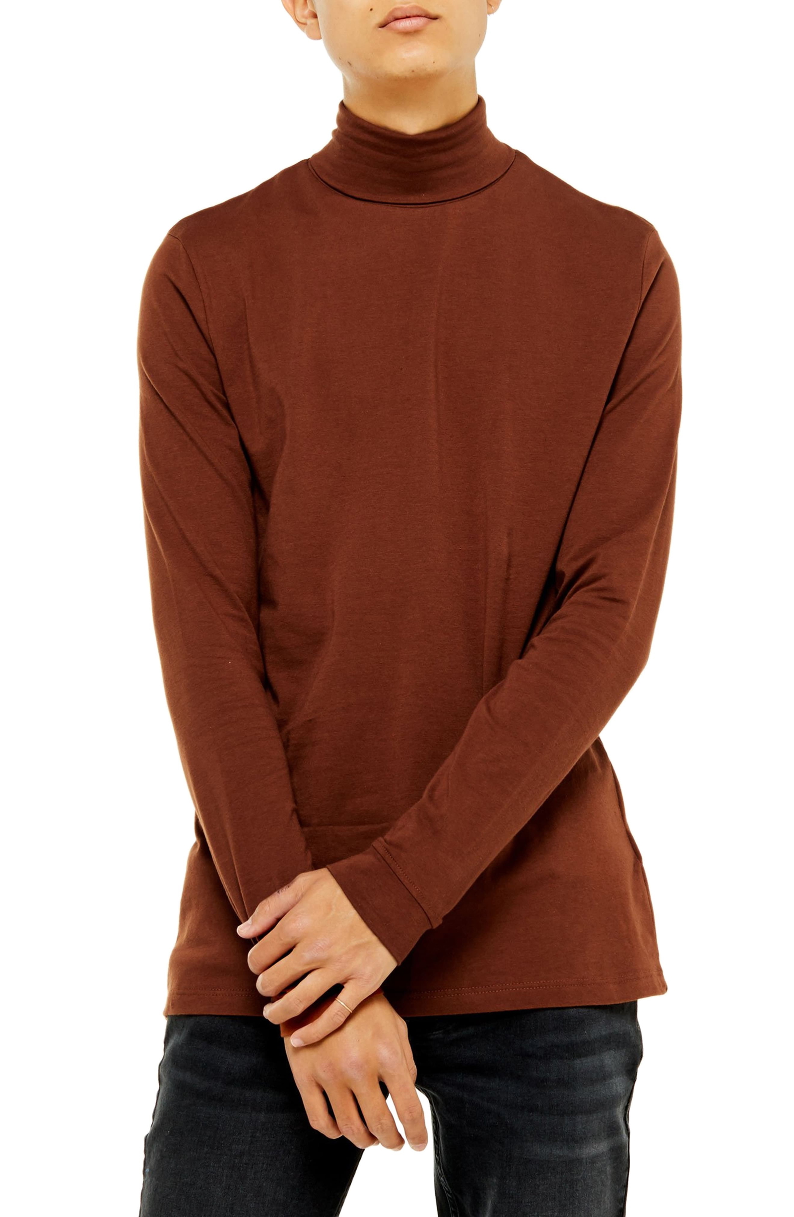mens brown turtleneck shirt