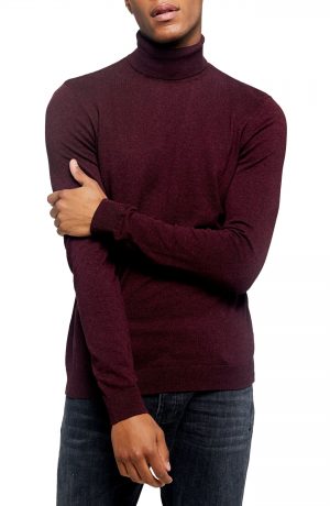 Men's Topman Cotton Turtleneck Sweater, Size Large - Burgundy Men's Topman Cotton Turtleneck Sweater, Size Large - Burgundy