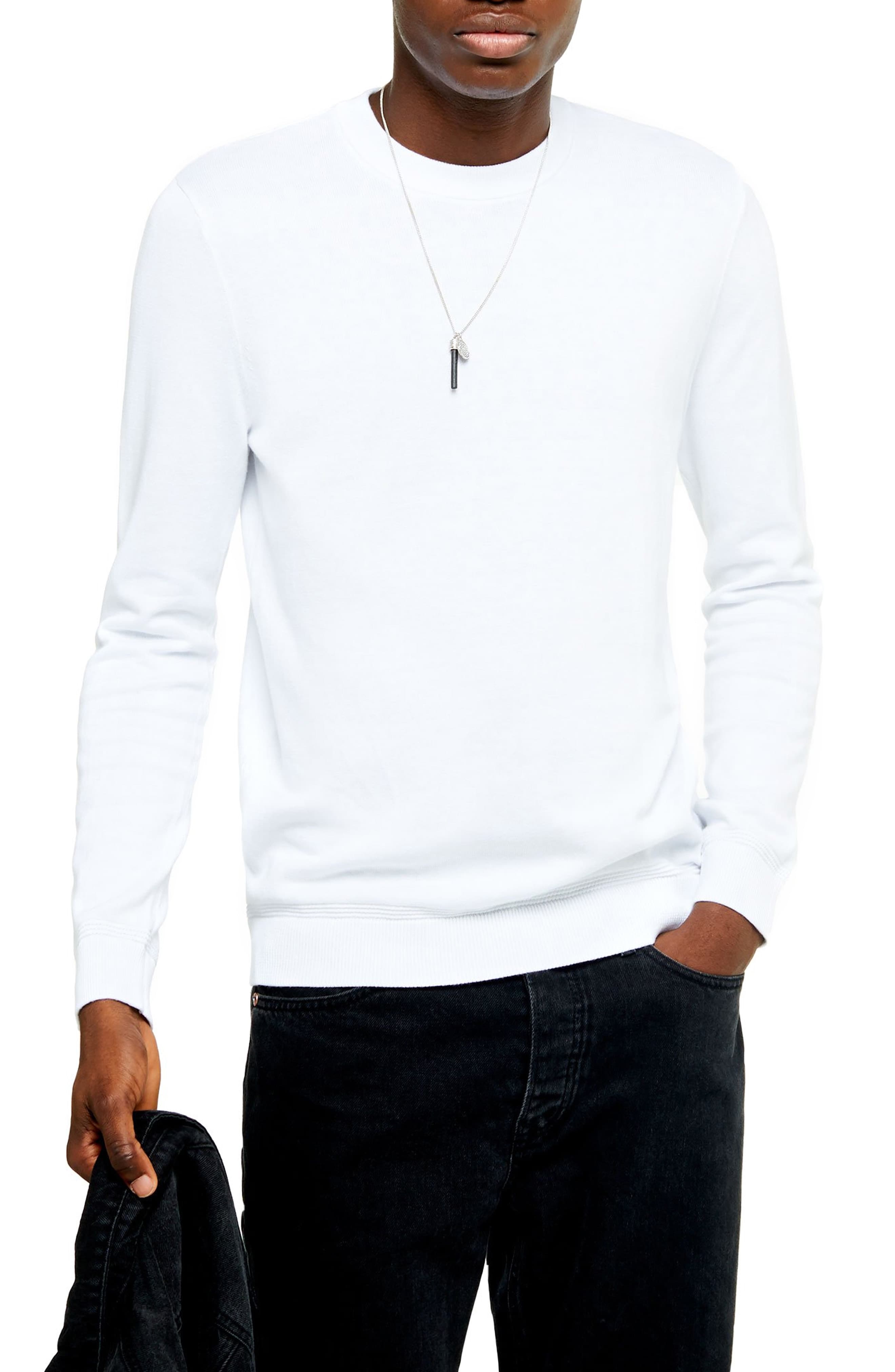 grey crew neck sweater outfit