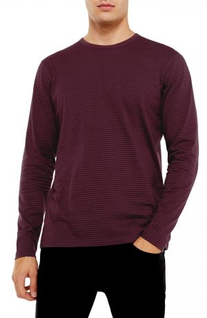 Men's Topman Harry Stripe Long Sleeve T-Shirt, Size Large - Burgundy Men's Topman Harry Stripe Long Sleeve T-Shirt, Size Large - Burgundy