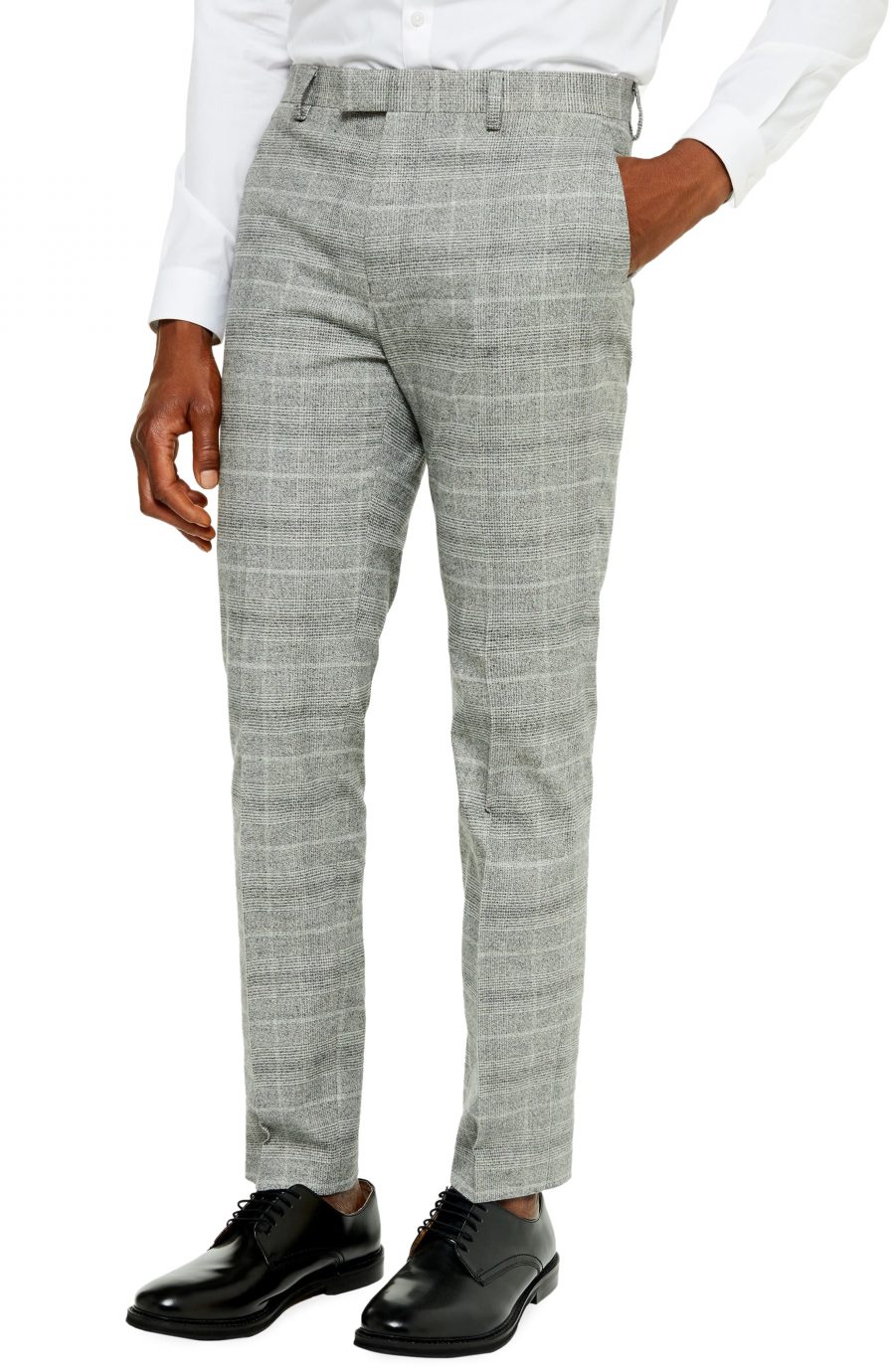 mens checked trousers with side stripe