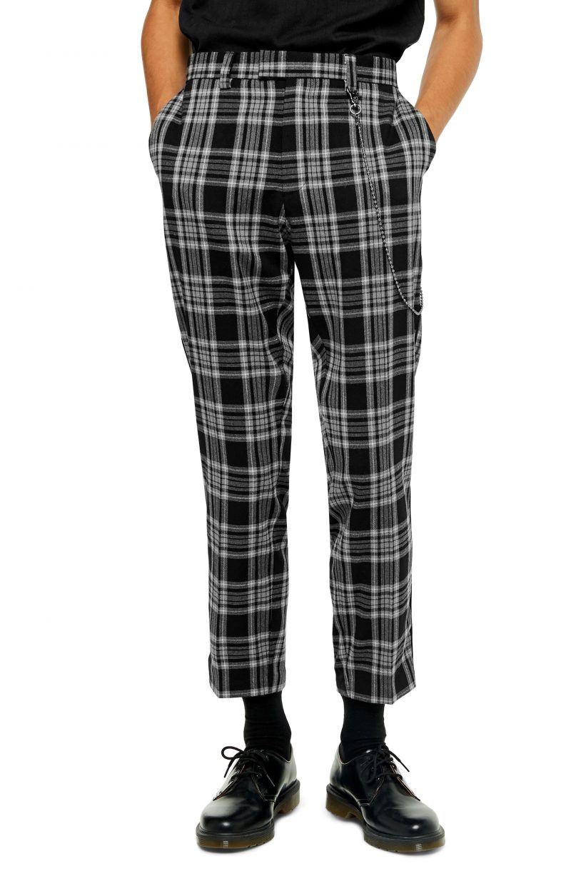 Men’s Topman Mike Check Print Skinny Fit Dress Pants, Size 34 x 34 ...