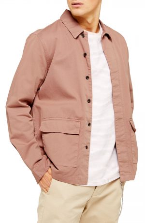 Men's Topman Shirt Jacket, Size Large - Pink Men's Topman Shirt Jacket, Size Large - Pink