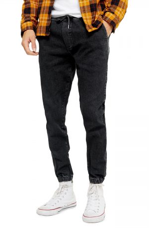 Men's Topman Slim Fit Denim Jogger Pants, Size 28 x 30 - Black Men's Topman Slim Fit Denim Jogger Pants, Size 28 x 30 - Black