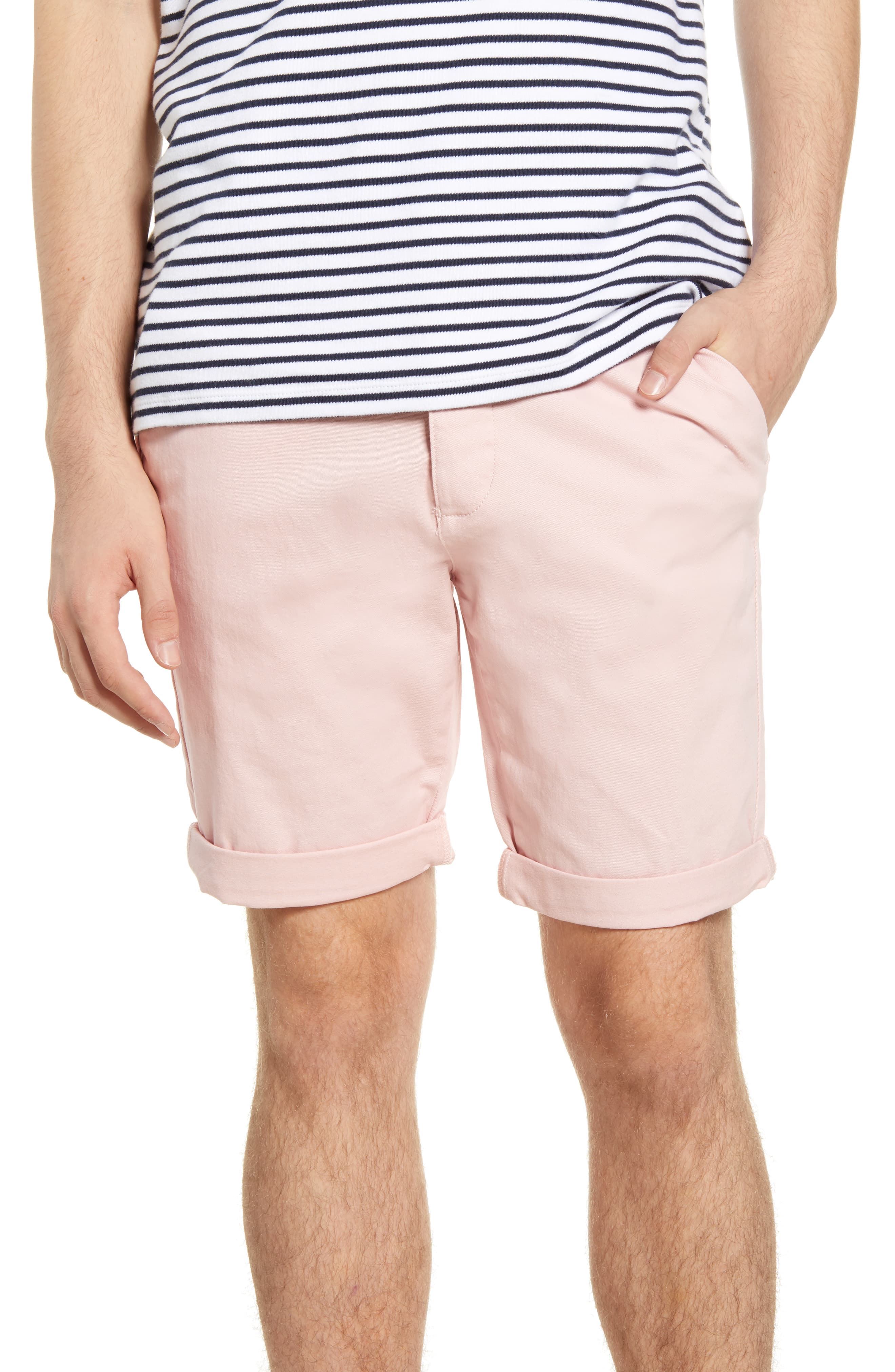 Men’s Topman Stretch Skinny Chino Shorts, Size 28 – Pink | The Fashionisto