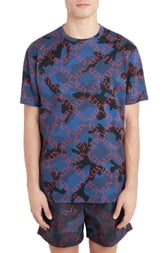 Men's Valentino Diamond Logo Camo T-Shirt, Size Small - Blue Men's Valentino Diamond Logo Camo T-Shirt, Size Small - Blue