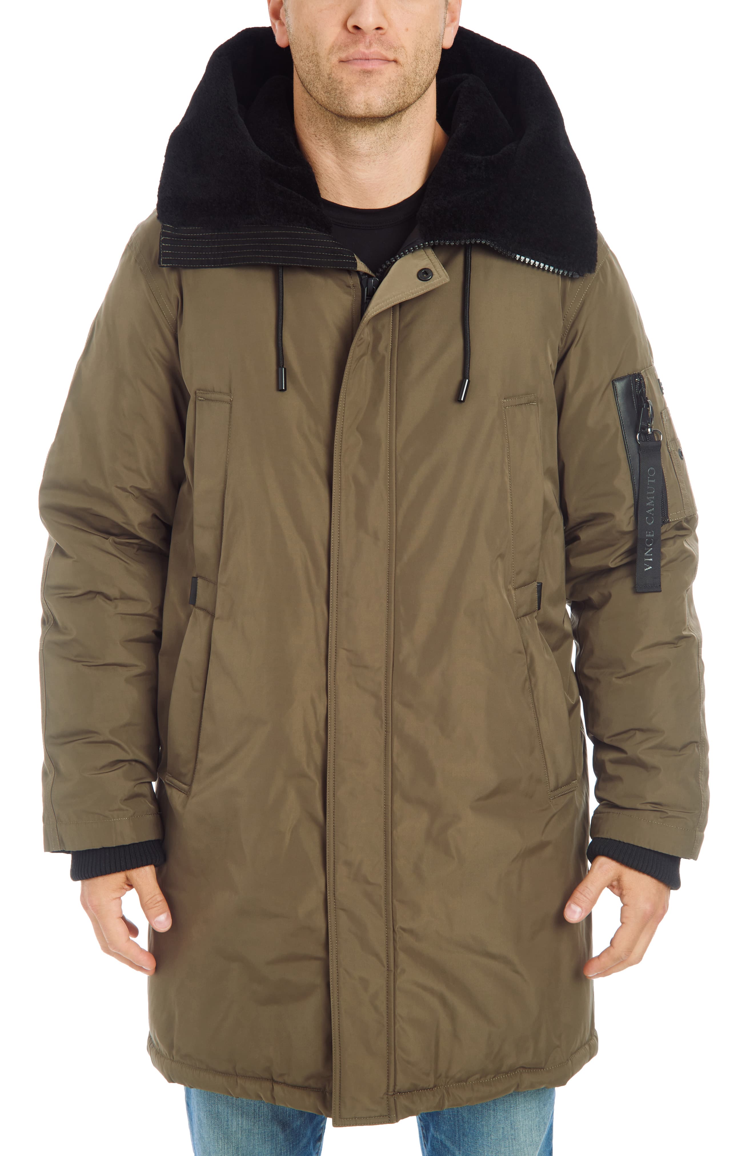 Men’s Vince Camuto Water Resistant Faux Fur Trim Hooded Parka, Size ...