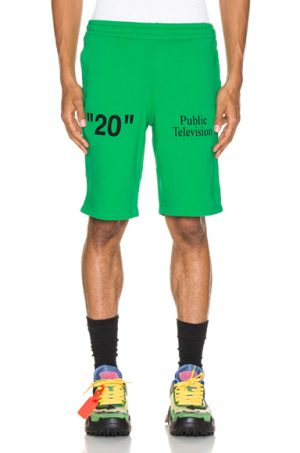 OFF-WHITE Mirko Artist Sweatshorts in Green OFF-WHITE Mirko Artist Sweatshorts in Green