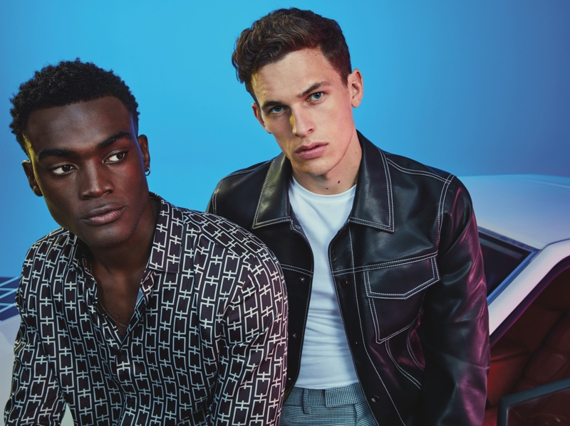 River Island enlists models Davidson Obennebo and Maximilian Wefers to model its Electric Xmas collection.