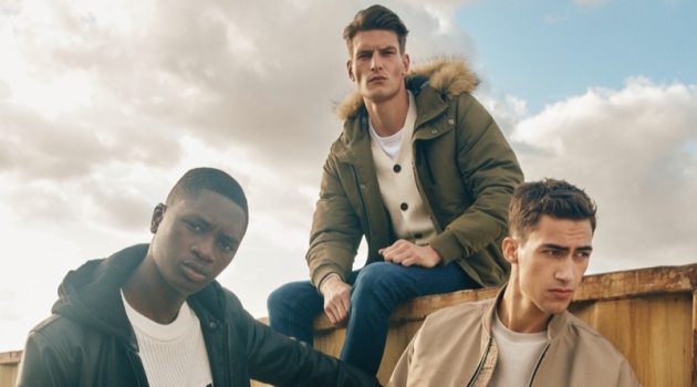 John, Alessio & Junior Sport Essential Outerwear from River Island Models Junior Choi, John Todd, and Alessio Pozzi wear fall-winter 2019 outerwear from River Island.