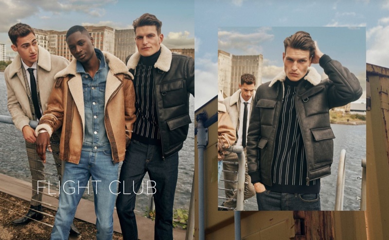 Channeling aviator style, Alessio Pozzi, Junior Choi, and John Todd sport shearling and borg jackets by River Island.