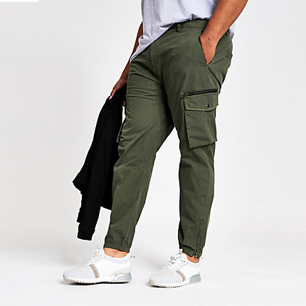 River Island Mens Big and Tall khaki slim fit cargo trousers | The ...