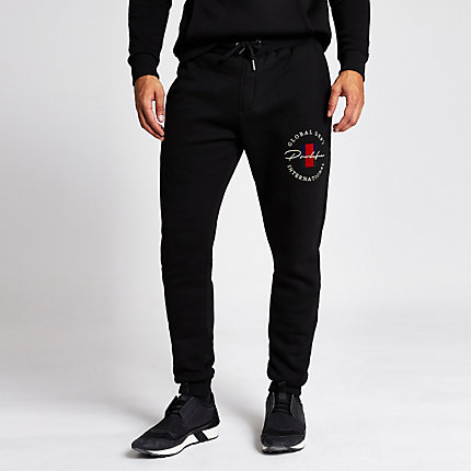 mens black stone island joggers