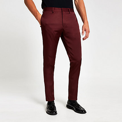 River Island Mens Red skinny fit suit trousers | The Fashionisto
