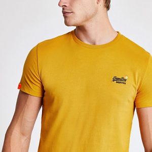 River Island Mens Superdry yellow short sleeve T-shirt River Island Mens Superdry yellow short sleeve T-shirt