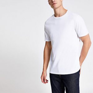 River Island Mens White slim fit crew neck T-shirt River Island Mens White slim fit crew neck T-shirt