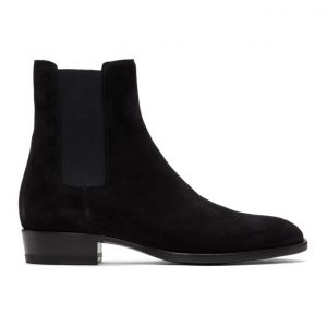 Saint Laurent Black Suede Wyatt Chelsea Boots Saint Laurent Black Suede Wyatt Chelsea Boots