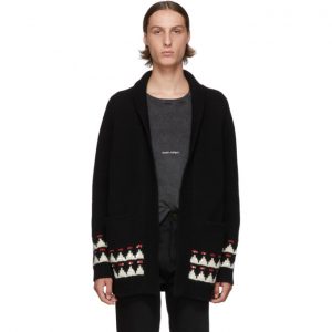 Saint Laurent Black Wool Jacquard Cardigan Saint Laurent Black Wool Jacquard Cardigan