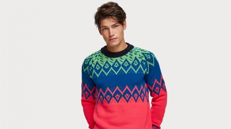 A bright take on traditional Fairisle knit popular around the holiday season – very 90s inspired. 