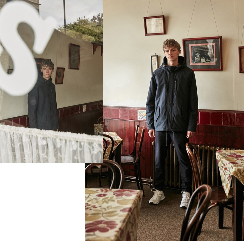 Front and center, Max Barczak models a sporty look for Sfera's fall 2019 campaign.