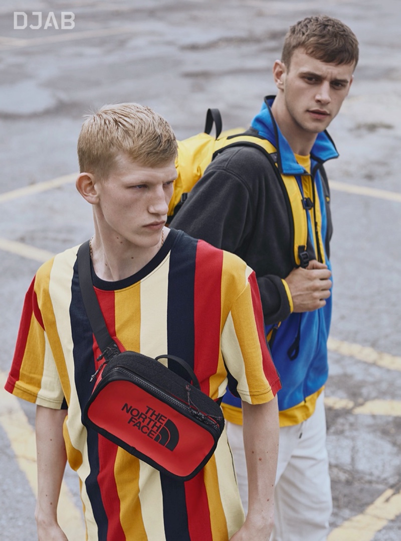 Models Connor Newall and Ben Overthrow model colorful fashions from DJAB and Simons.