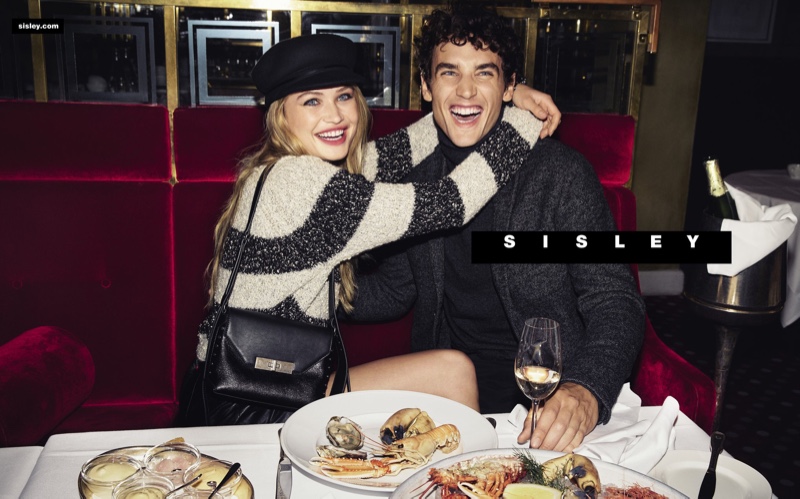 All smiles, Camilla Christensen and Federico Novello front Sisley's fall-winter 2019 campaign.