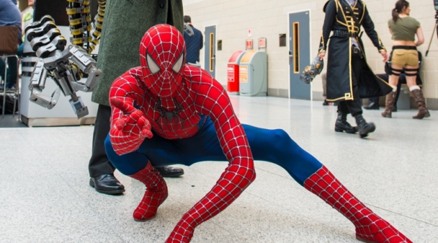 Why Is the Spiderman Halloween Costume So Popular? Doctor Octopus and Spider-Man cosplayers.