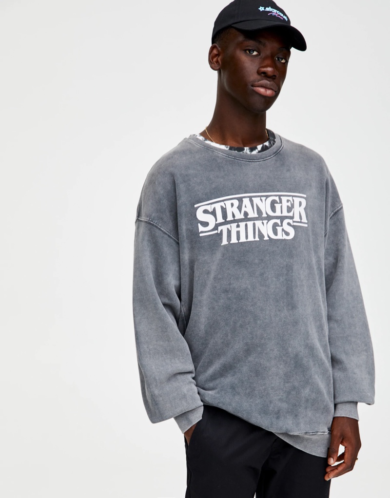 » A Look Inside Pull & Bear's Fall 'Stranger Things' Collection Stranger Things Acid Washed Sweatshirt Pull and Bear