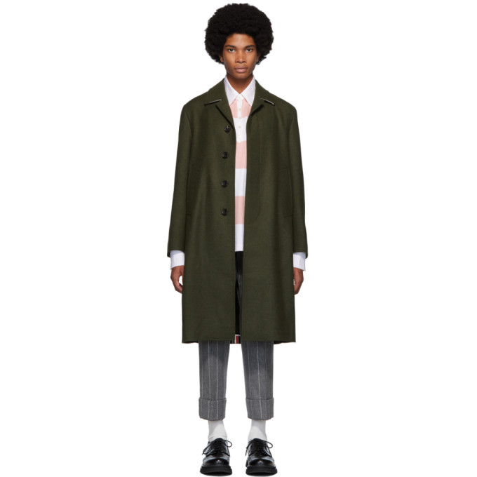 Thom Browne Green Melton Relaxed Unconstructed Coat | The Fashionisto