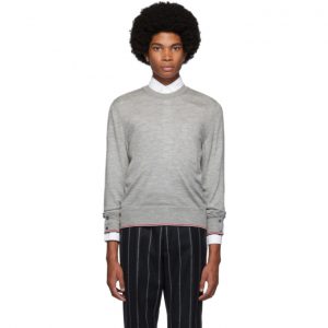 Thom Browne Grey Classic Crewneck Sweater Thom Browne Grey Classic Crewneck Sweater