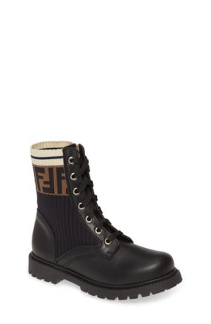 Toddler Fendi Lace-Up Boot, Size 9.5US / 26EU - Black Toddler Fendi Lace-Up Boot, Size 9.5US / 26EU - Black