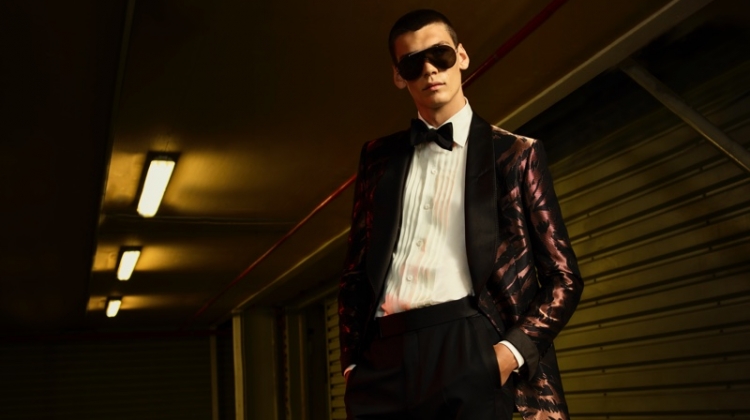 Hugh Burry sports a dandy tuxedo from the Tom Ford x Mr Porter capsule collection.