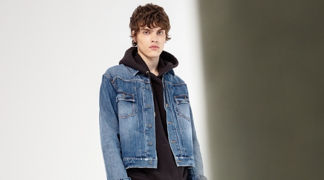 Two Men Pays Nod to New York Style for Fall '19 Collection Philip Lunin models denim fashions from Two Men's fall-winter 2019 collection.