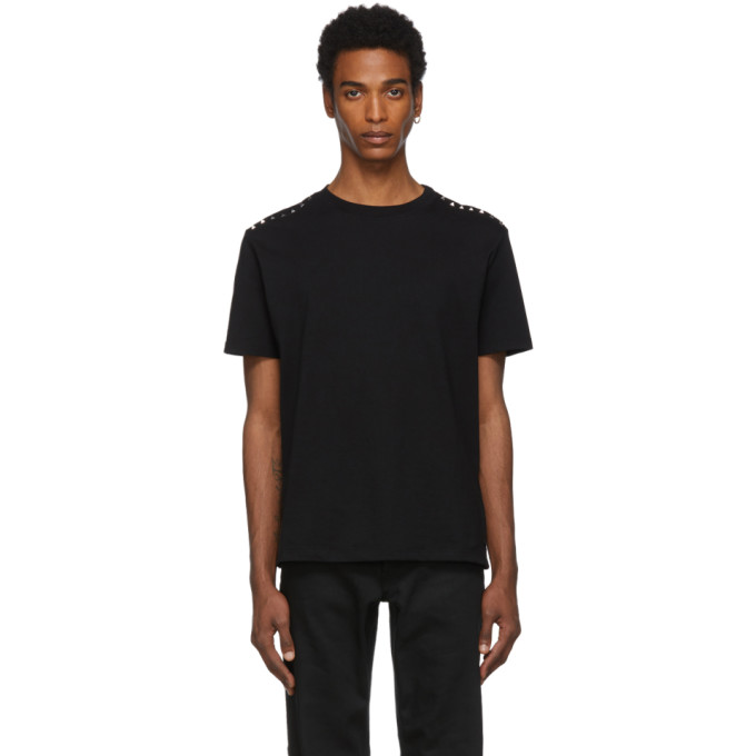 Valentino Black Shoulder Rockstud T-Shirt | The Fashionisto