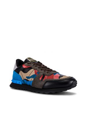 Valentino Rockrunner Camouflage Sneaker in Black,Blue,Camo Valentino Rockrunner Camouflage Sneaker in Black,Blue,Camo