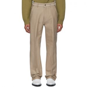 AMI Alexandre Mattiussi Beige Wide Fit Trousers AMI Alexandre Mattiussi Beige Wide Fit Trousers