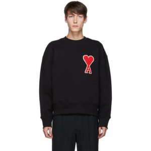 AMI Alexandre Mattiussi Black Ami De Coeur Patch Sweatshirt AMI Alexandre Mattiussi Black Ami De Coeur Patch Sweatshirt